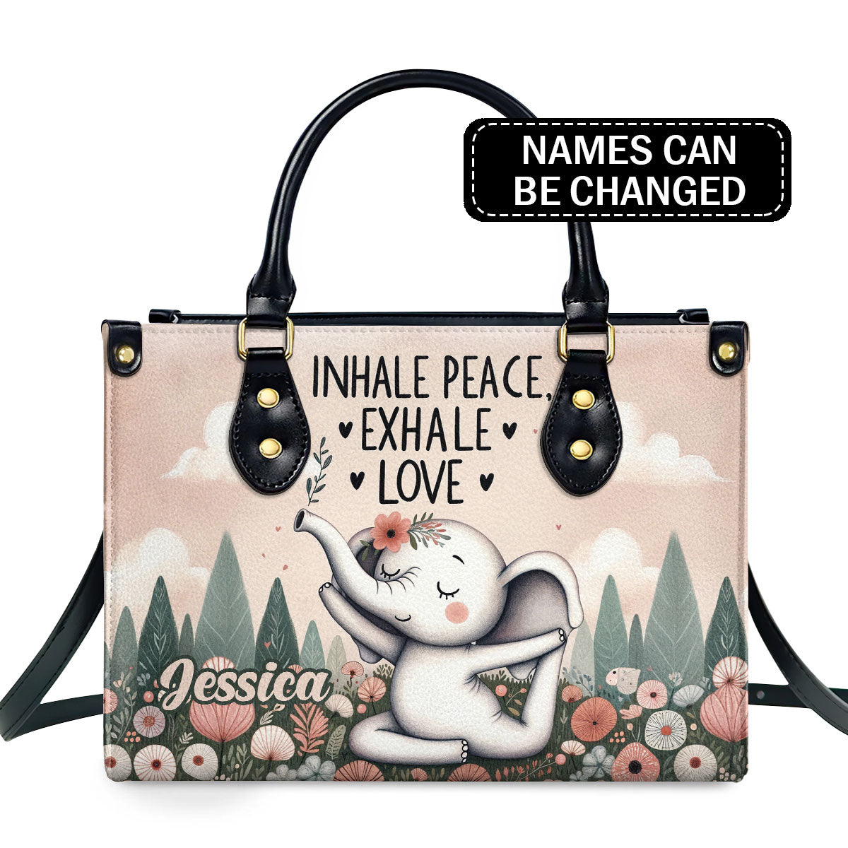 Inhale Peace, Exhale Love - Personalized Leather Handbag MS838